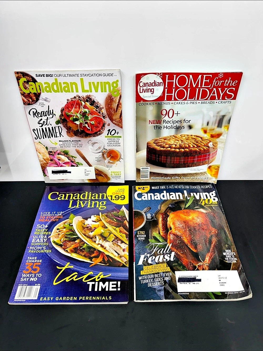 Lot of 4 Canadian Living Magazines 2008–2016 – Holiday Recipes, Thanksgiving, Su